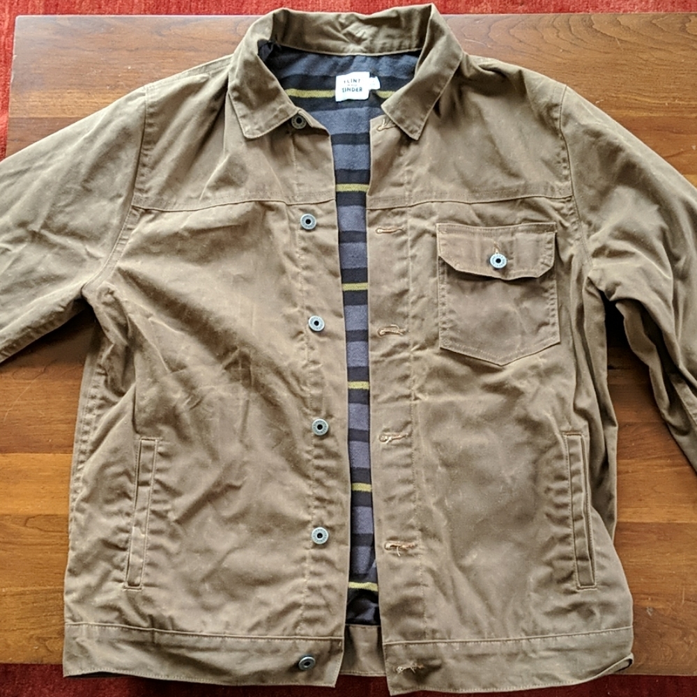 Flint and Tinder FlannelLined Waxed Trucker Jacket